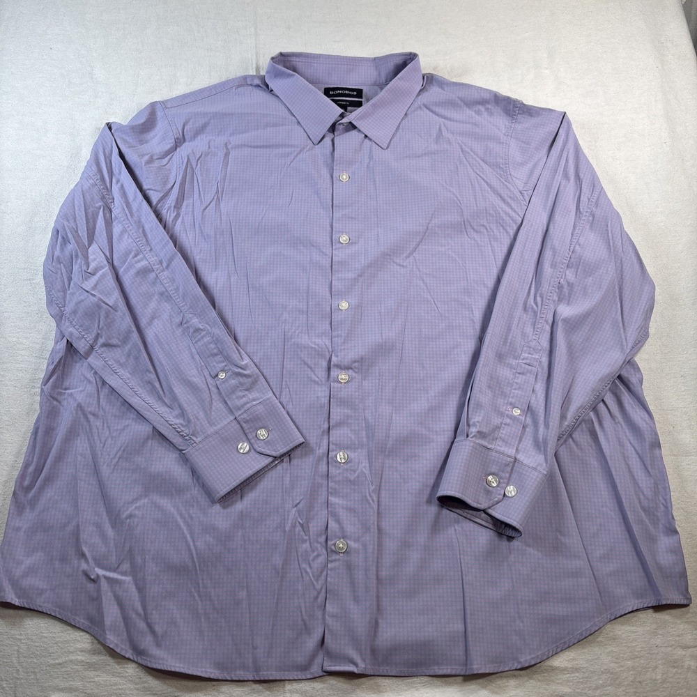 Bonobos Men's Prominent Fit Blue And Pink Plaid Long Sleeve Button Up XXXL Shirt